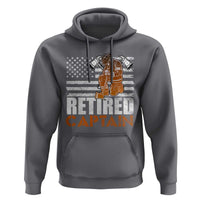 Retired Firefighter Captain Hoodie Vintage Retirement Gifts Fireman American Flag - Wonder Print Shop
