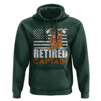 Retired Firefighter Captain Hoodie Vintage Retirement Gifts Fireman American Flag - Wonder Print Shop