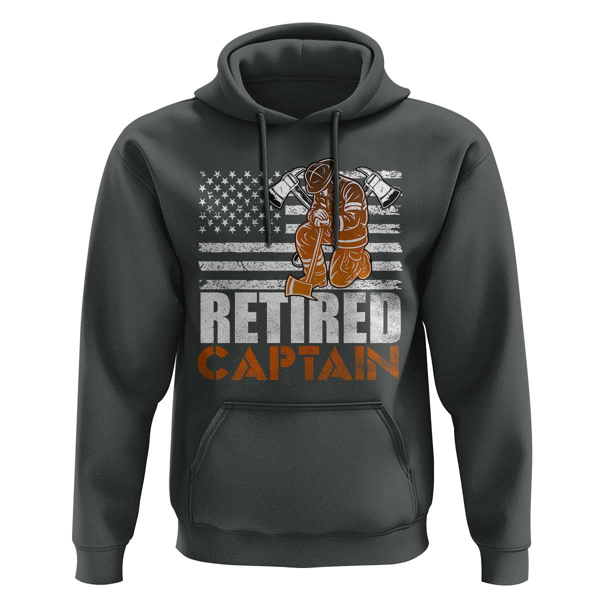 Retired Firefighter Captain Hoodie Vintage Retirement Gifts Fireman American Flag - Wonder Print Shop