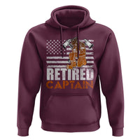 Retired Firefighter Captain Hoodie Vintage Retirement Gifts Fireman American Flag - Wonder Print Shop