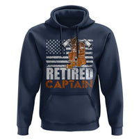 Retired Firefighter Captain Hoodie Vintage Retirement Gifts Fireman American Flag - Wonder Print Shop