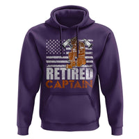 Retired Firefighter Captain Hoodie Vintage Retirement Gifts Fireman American Flag - Wonder Print Shop