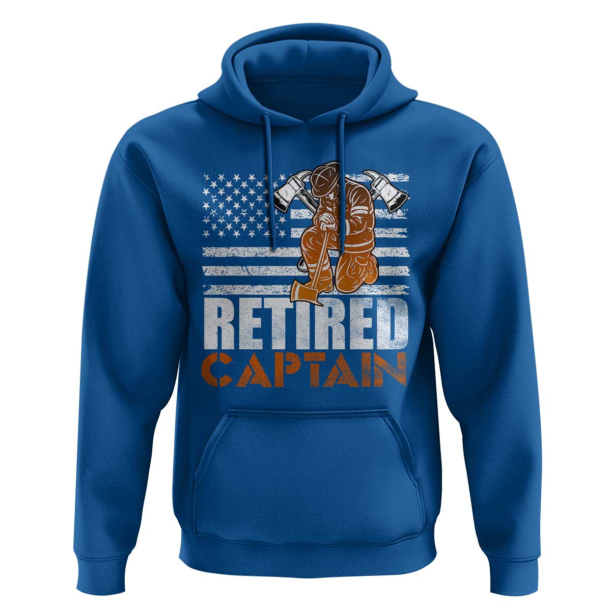 Retired Firefighter Captain Hoodie Vintage Retirement Gifts Fireman American Flag - Wonder Print Shop
