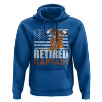 Retired Firefighter Captain Hoodie Vintage Retirement Gifts Fireman American Flag - Wonder Print Shop
