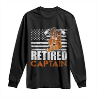 Retired Firefighter Captain Long Sleeve Shirt Vintage Retirement Gifts Fireman American Flag - Wonder Print Shop