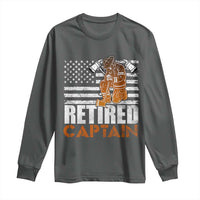 Retired Firefighter Captain Long Sleeve Shirt Vintage Retirement Gifts Fireman American Flag - Wonder Print Shop