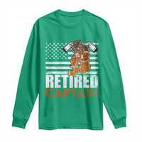 Retired Firefighter Captain Long Sleeve Shirt Vintage Retirement Gifts Fireman American Flag - Wonder Print Shop