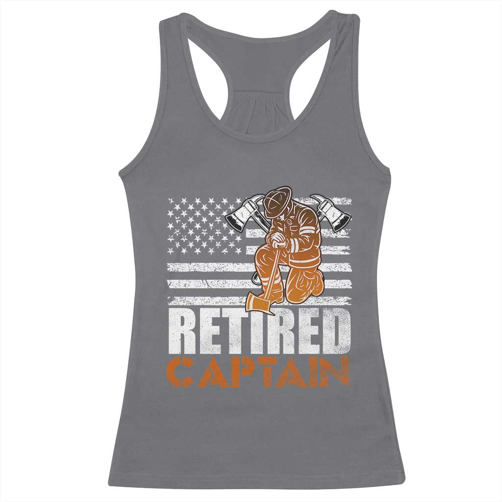 Retired Firefighter Captain Racerback Tank Top Vintage Retirement Gifts Fireman American Flag - Wonder Print Shop