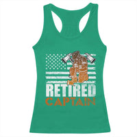 Retired Firefighter Captain Racerback Tank Top Vintage Retirement Gifts Fireman American Flag - Wonder Print Shop