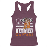 Retired Firefighter Captain Racerback Tank Top Vintage Retirement Gifts Fireman American Flag - Wonder Print Shop
