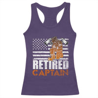 Retired Firefighter Captain Racerback Tank Top Vintage Retirement Gifts Fireman American Flag - Wonder Print Shop