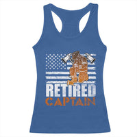 Retired Firefighter Captain Racerback Tank Top Vintage Retirement Gifts Fireman American Flag - Wonder Print Shop