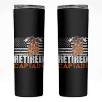 Retired Firefighter Captain Skinny Tumbler Vintage Retirement Gifts Fireman American Flag - Wonder Print Shop