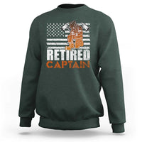 Retired Firefighter Captain Sweatshirt Vintage Retirement Gifts Fireman American Flag - Wonder Print Shop