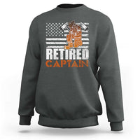 Retired Firefighter Captain Sweatshirt Vintage Retirement Gifts Fireman American Flag - Wonder Print Shop