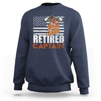 Retired Firefighter Captain Sweatshirt Vintage Retirement Gifts Fireman American Flag - Wonder Print Shop