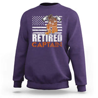 Retired Firefighter Captain Sweatshirt Vintage Retirement Gifts Fireman American Flag - Wonder Print Shop