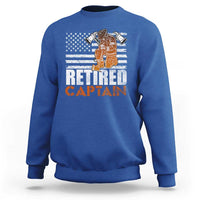 Retired Firefighter Captain Sweatshirt Vintage Retirement Gifts Fireman American Flag - Wonder Print Shop