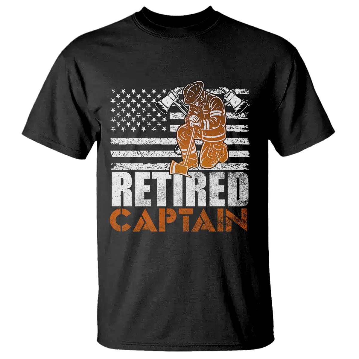Retired Firefighter Captain T Shirt Vintage Retirement Gifts Fireman American Flag - Wonder Print Shop