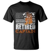Retired Firefighter Captain T Shirt Vintage Retirement Gifts Fireman American Flag - Wonder Print Shop