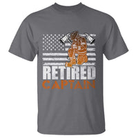 Retired Firefighter Captain T Shirt Vintage Retirement Gifts Fireman American Flag - Wonder Print Shop