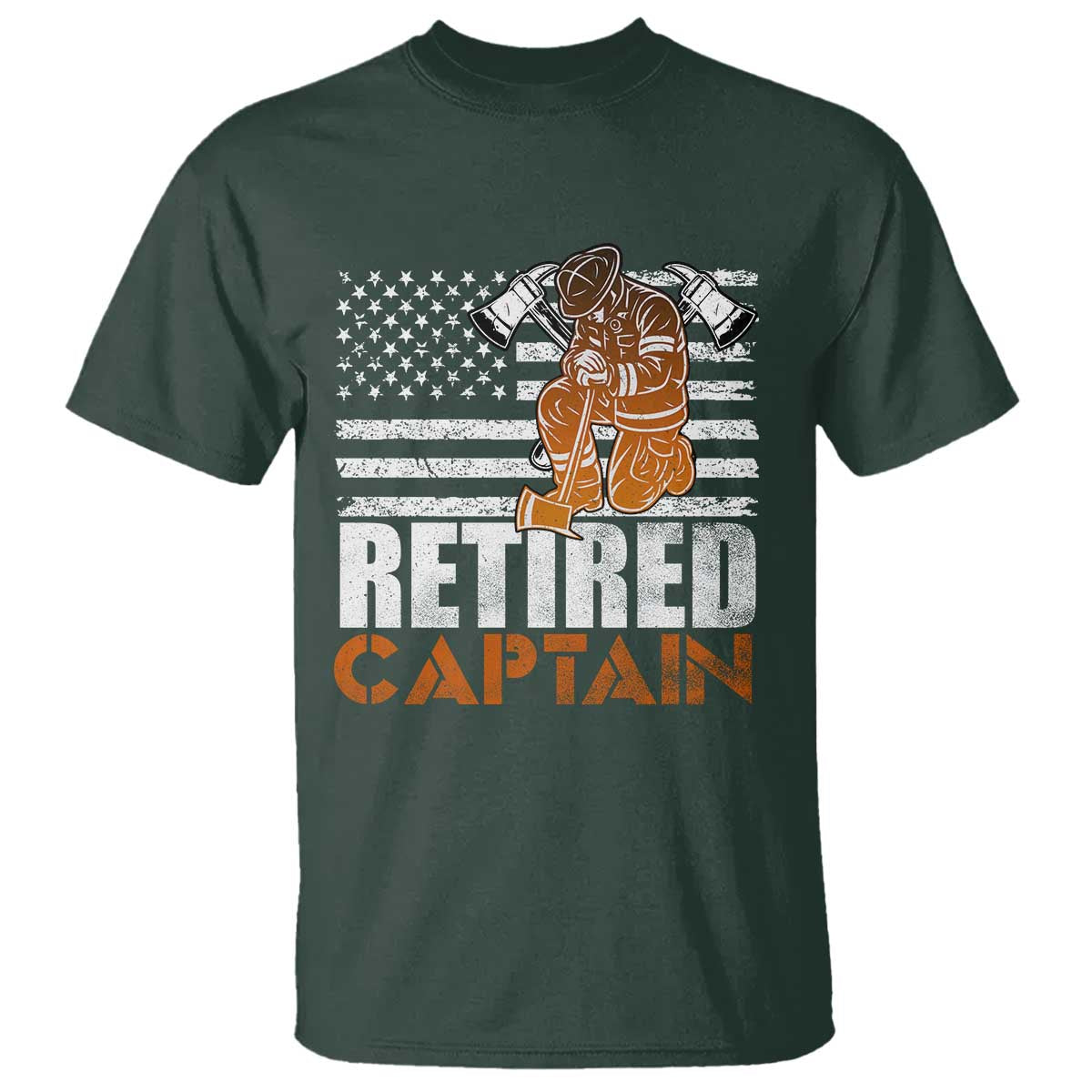 Retired Firefighter Captain T Shirt Vintage Retirement Gifts Fireman American Flag - Wonder Print Shop