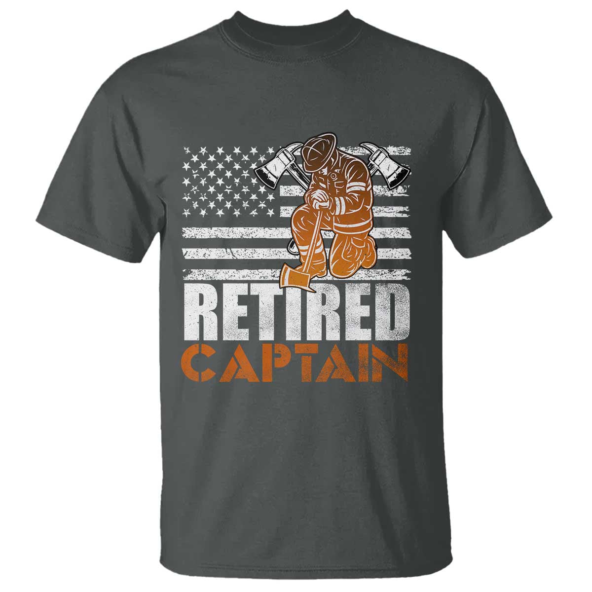 Retired Firefighter Captain T Shirt Vintage Retirement Gifts Fireman American Flag - Wonder Print Shop