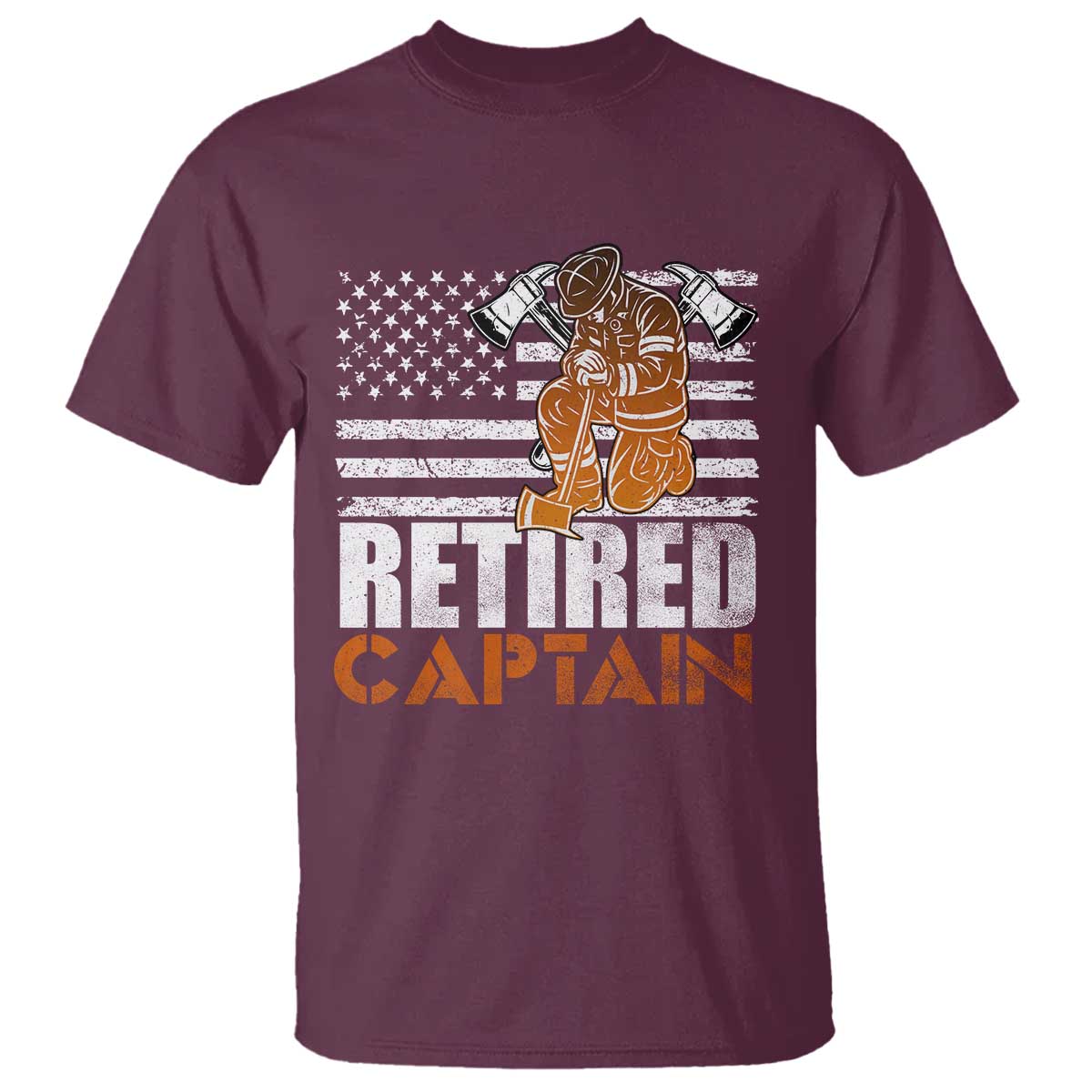 Retired Firefighter Captain T Shirt Vintage Retirement Gifts Fireman American Flag - Wonder Print Shop