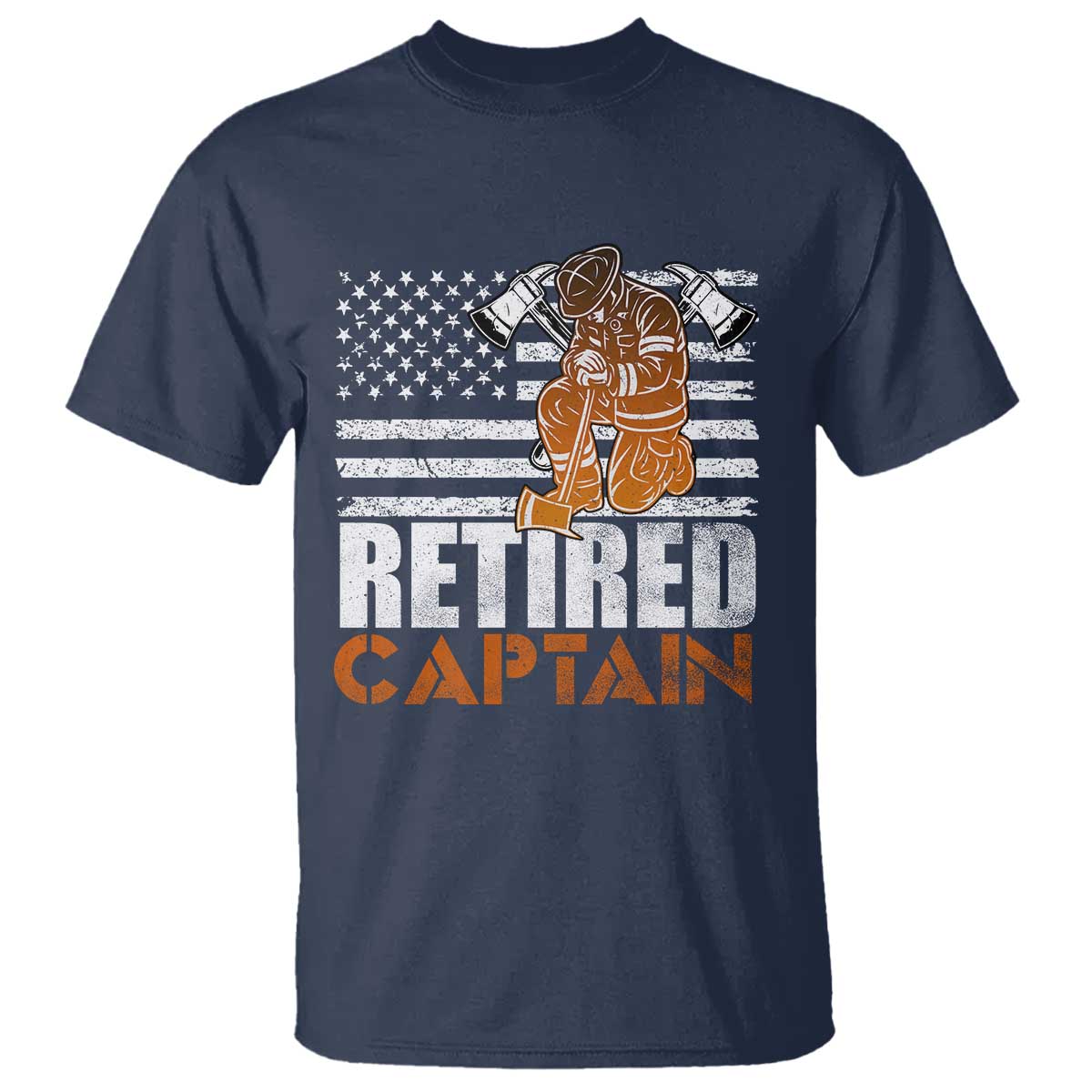 Retired Firefighter Captain T Shirt Vintage Retirement Gifts Fireman American Flag - Wonder Print Shop