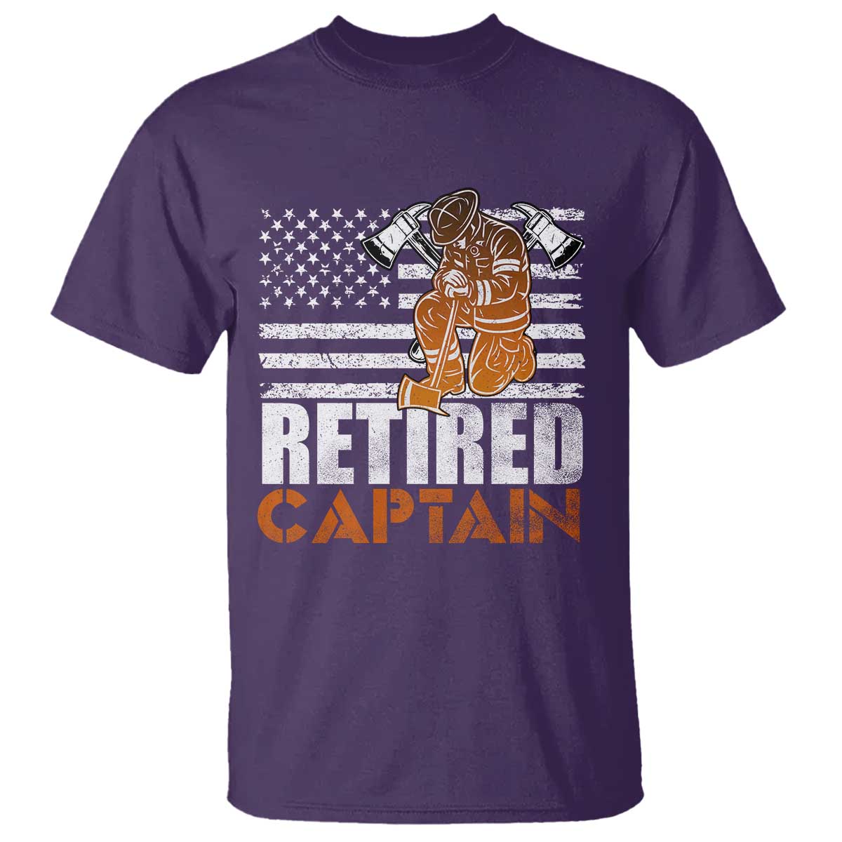 Retired Firefighter Captain T Shirt Vintage Retirement Gifts Fireman American Flag - Wonder Print Shop