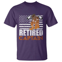 Retired Firefighter Captain T Shirt Vintage Retirement Gifts Fireman American Flag - Wonder Print Shop