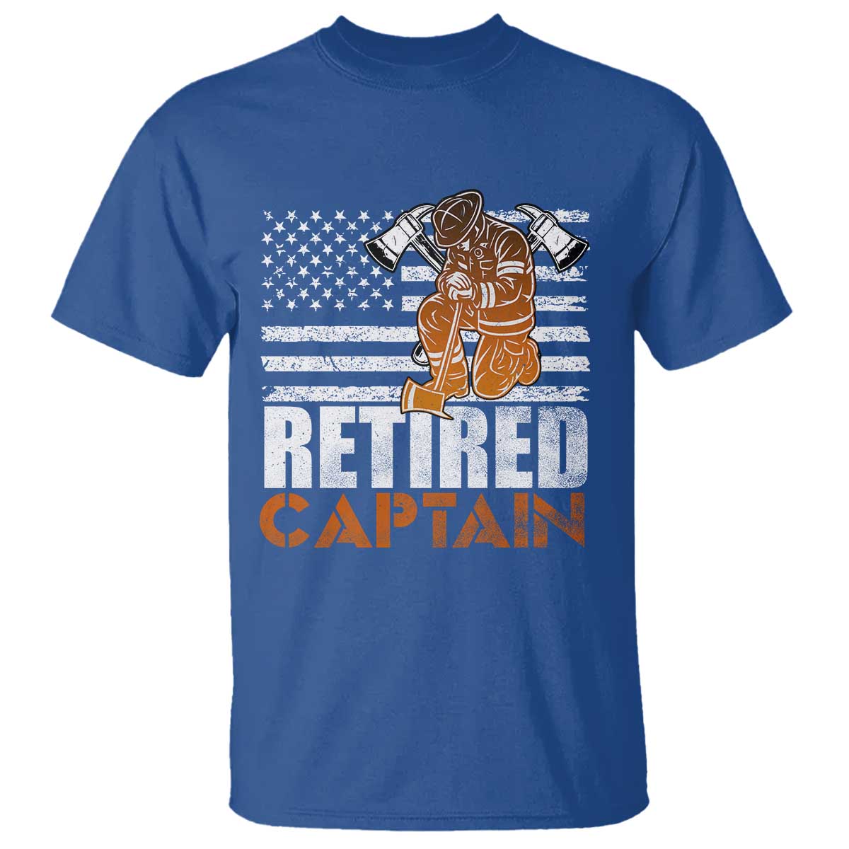 Retired Firefighter Captain T Shirt Vintage Retirement Gifts Fireman American Flag - Wonder Print Shop