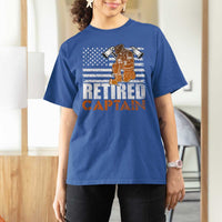 Retired Firefighter Captain T Shirt For Women Vintage Retirement Gifts Fireman American Flag - Wonder Print Shop