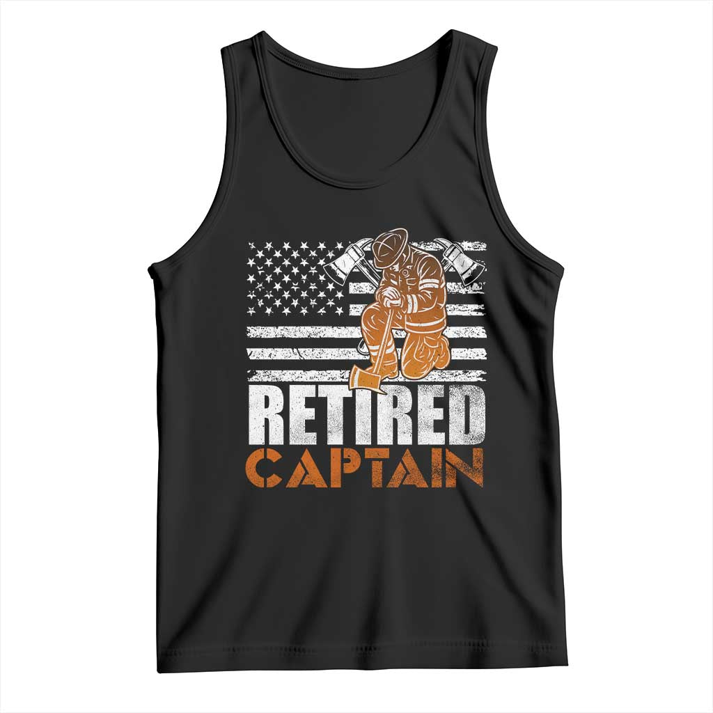 Retired Firefighter Captain Tank Top Vintage Retirement Gifts Fireman American Flag - Wonder Print Shop