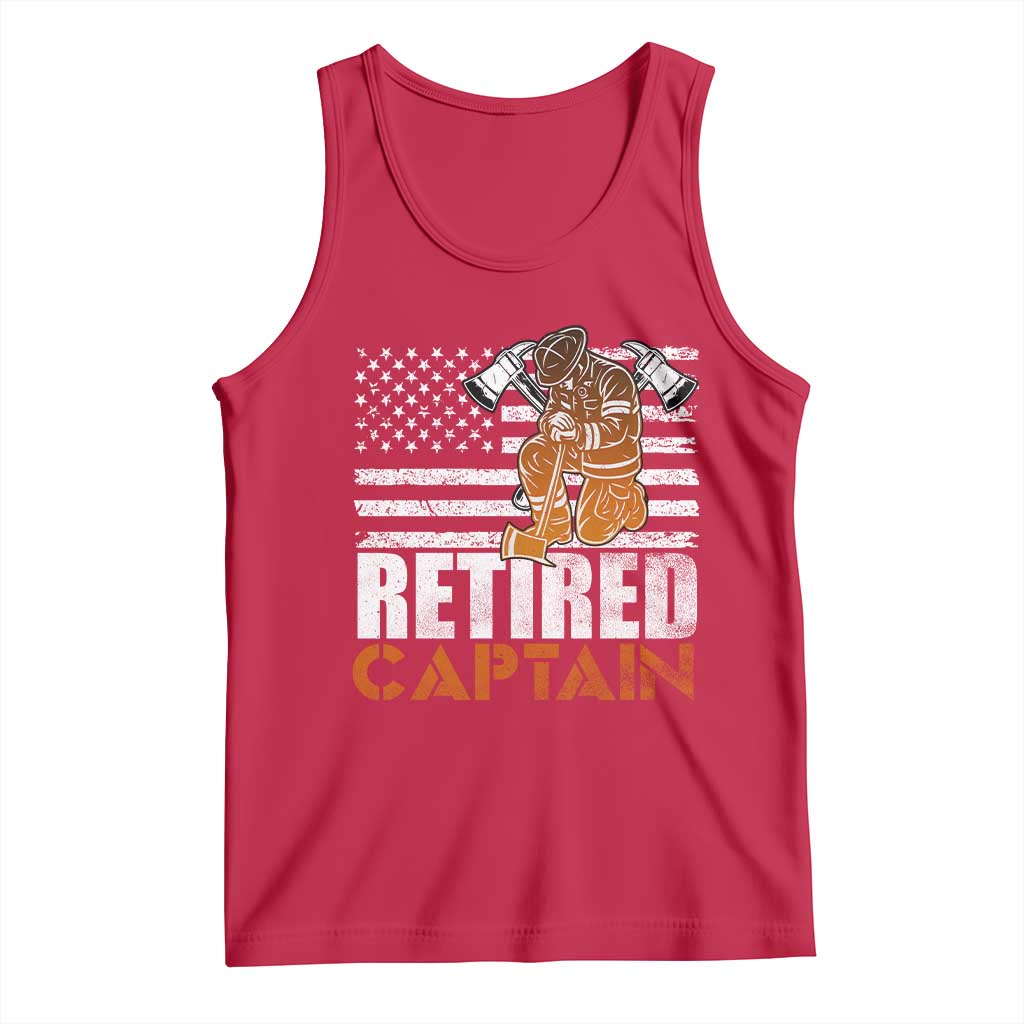 Retired Firefighter Captain Tank Top Vintage Retirement Gifts Fireman American Flag - Wonder Print Shop