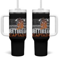 Retired Firefighter Captain Tumbler With Handle Vintage Retirement Gifts Fireman American Flag - Wonder Print Shop