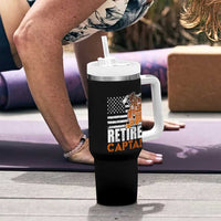 Retired Firefighter Captain Tumbler With Handle Vintage Retirement Gifts Fireman American Flag - Wonder Print Shop