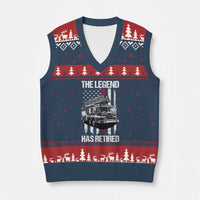 Retired Firefighter V-Neck Knit Sweater Vest American Flag Vintage Fireman Retirement Gifts - Wonder Print Shop