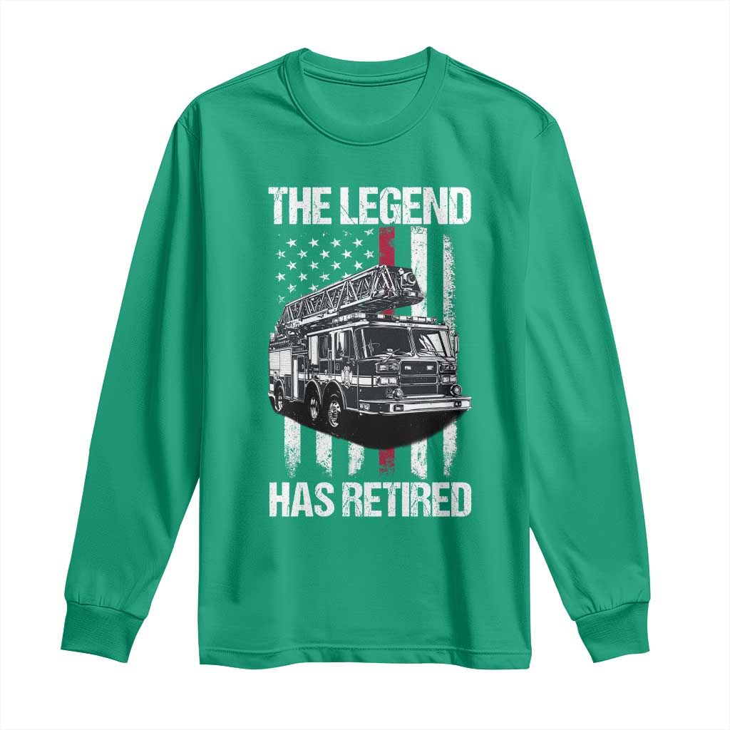 Retired Firefighter Long Sleeve Shirt American Flag Vintage Fireman Retirement Gifts - Wonder Print Shop