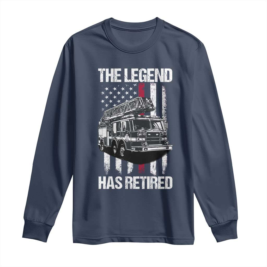 Retired Firefighter Long Sleeve Shirt American Flag Vintage Fireman Retirement Gifts - Wonder Print Shop