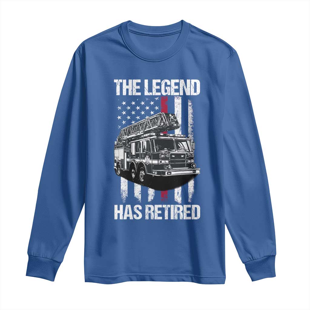 Retired Firefighter Long Sleeve Shirt American Flag Vintage Fireman Retirement Gifts - Wonder Print Shop