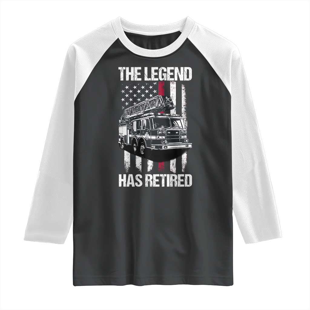 Retired Firefighter Raglan Shirt American Flag Vintage Fireman Retirement Gifts - Wonder Print Shop