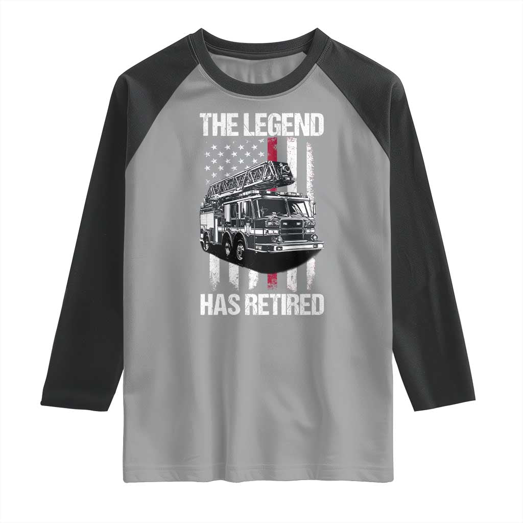 Retired Firefighter Raglan Shirt American Flag Vintage Fireman Retirement Gifts - Wonder Print Shop