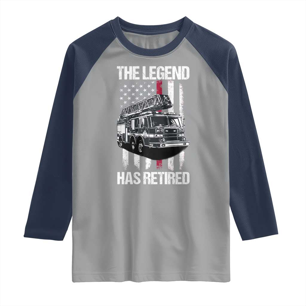 Retired Firefighter Raglan Shirt American Flag Vintage Fireman Retirement Gifts - Wonder Print Shop