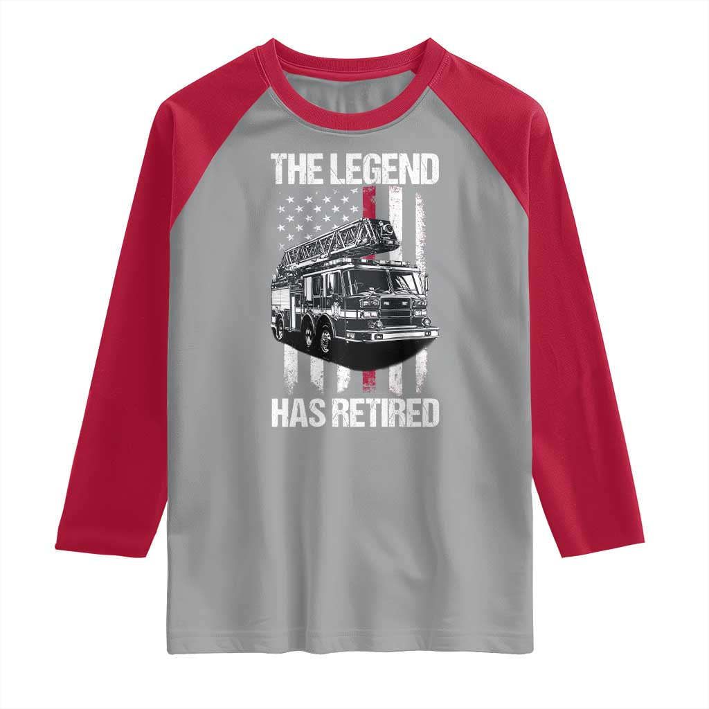 Retired Firefighter Raglan Shirt American Flag Vintage Fireman Retirement Gifts - Wonder Print Shop