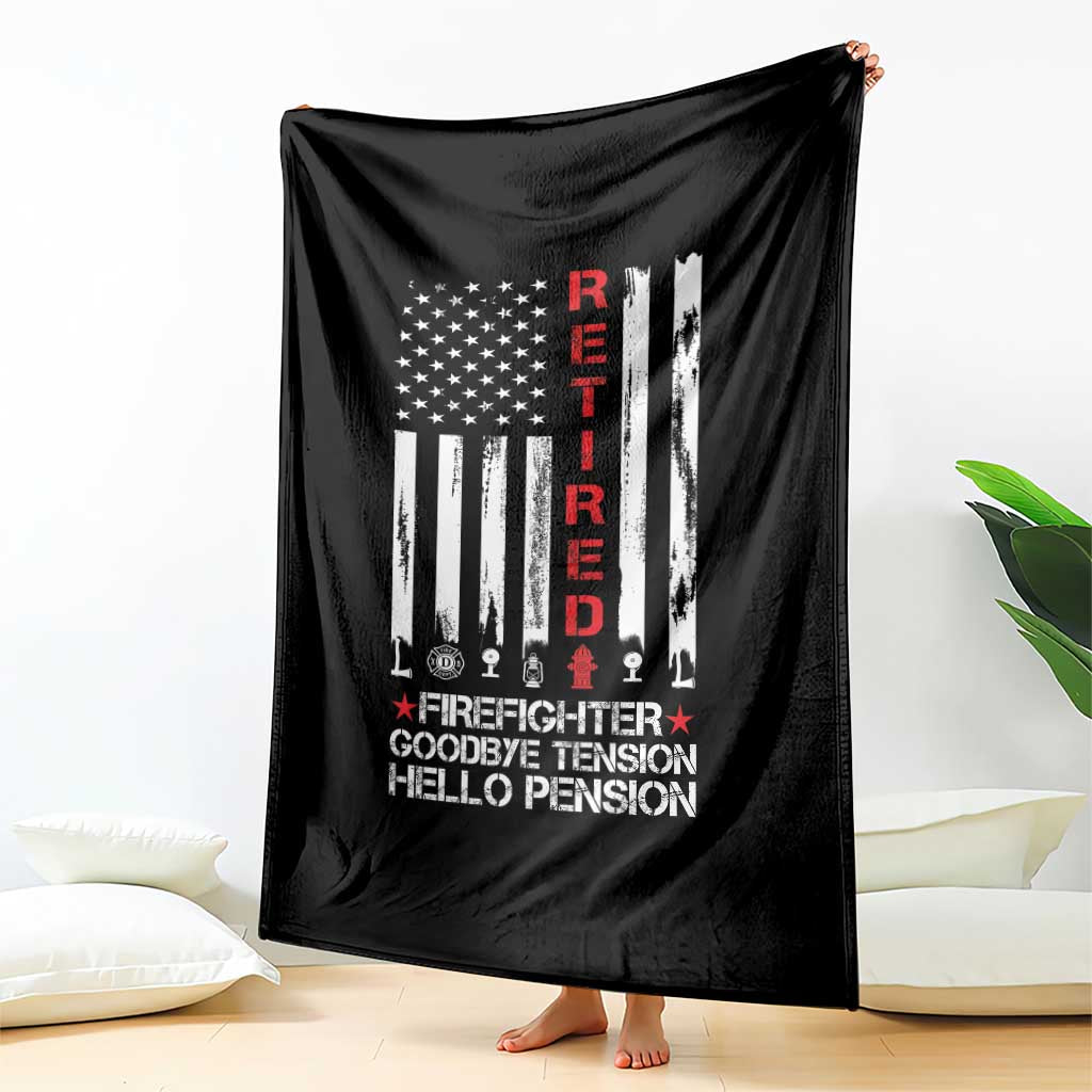 Retired Firefighter Throw Blanket Goodbye Tension Hello Pension Fireman Retirement Gifts - Wonder Print Shop
