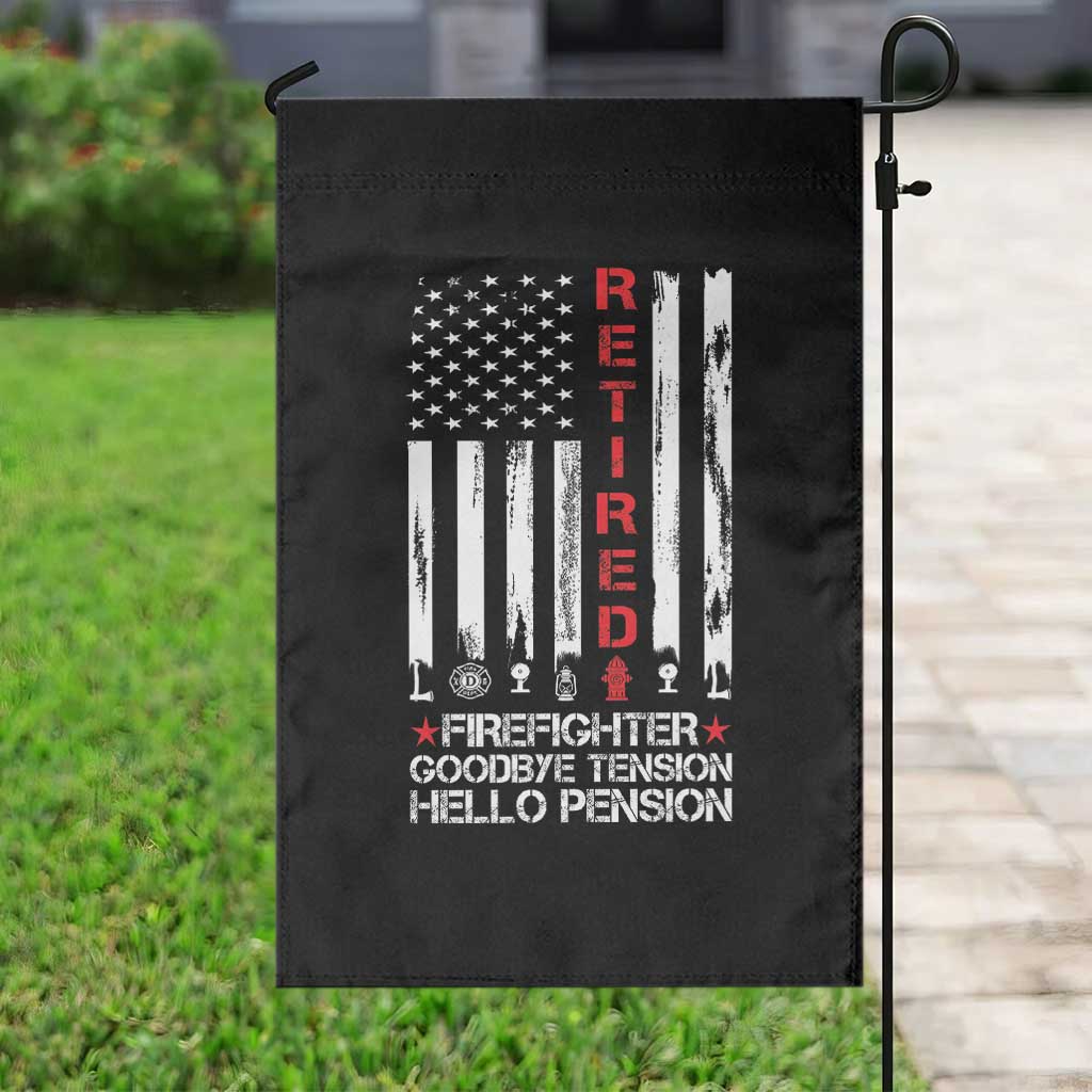 Retired Firefighter Garden Flag Goodbye Tension Hello Pension Fireman Retirement Gifts - Wonder Print Shop