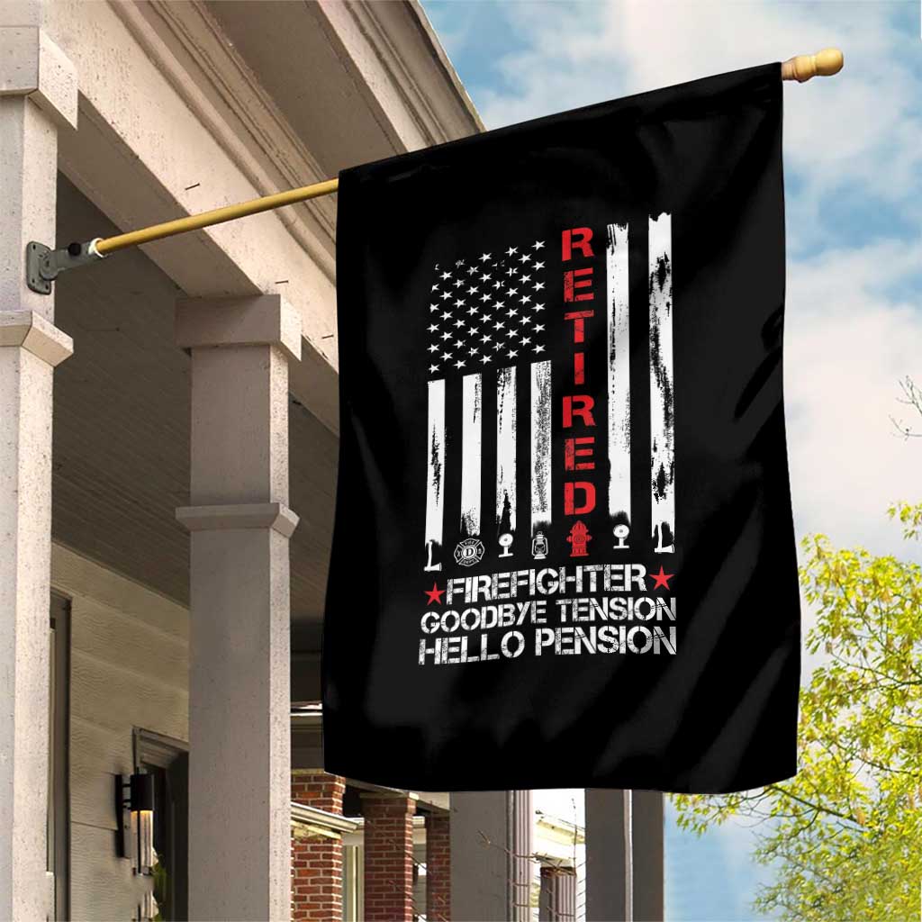 Retired Firefighter Garden Flag Goodbye Tension Hello Pension Fireman Retirement Gifts - Wonder Print Shop