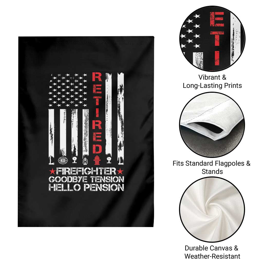 Retired Firefighter Garden Flag Goodbye Tension Hello Pension Fireman Retirement Gifts - Wonder Print Shop
