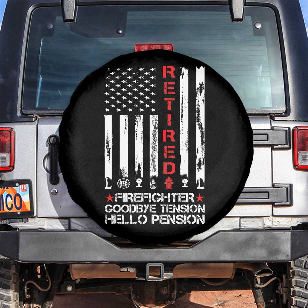 Retired Firefighter Spare Tire Cover Goodbye Tension Hello Pension Fireman Retirement Gifts - Wonder Print Shop